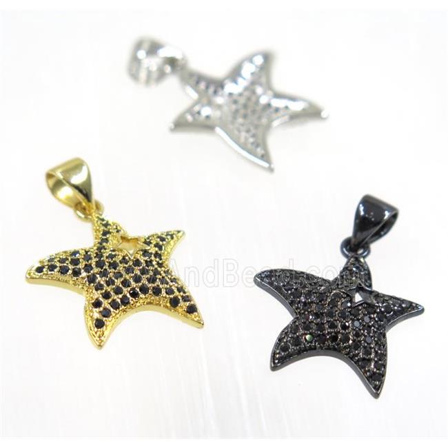 copper Star pendant paved zircon, mix color
