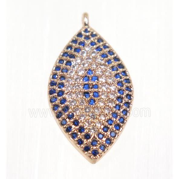 copper oval eye pendant paved zircon, rose gold