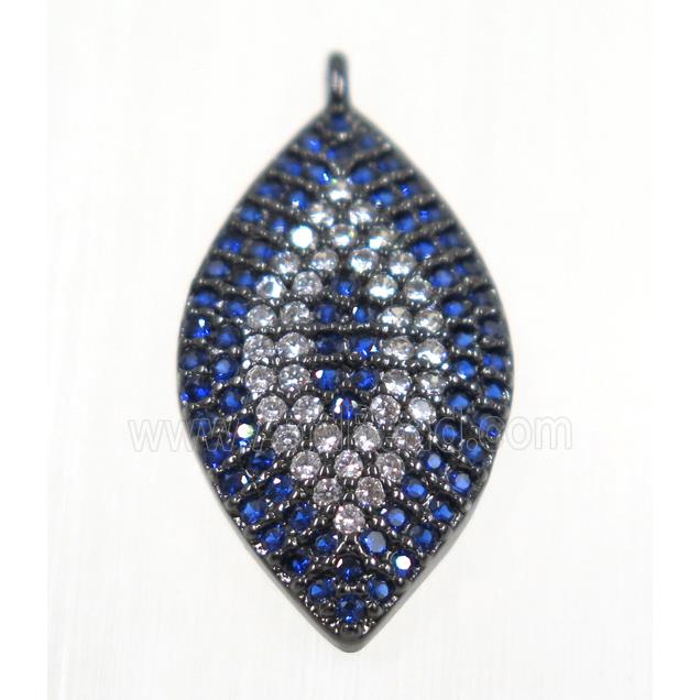 copper oval eye pendant paved zircon, black plated
