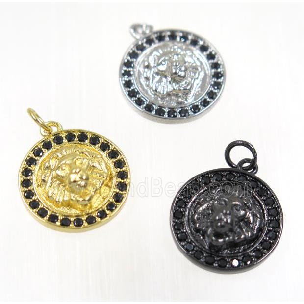 copper lionHead pendant paved zircon, mix color