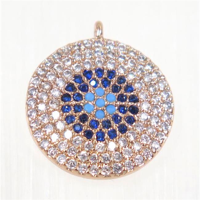 copper Circle pendant paved zircon, rose gold