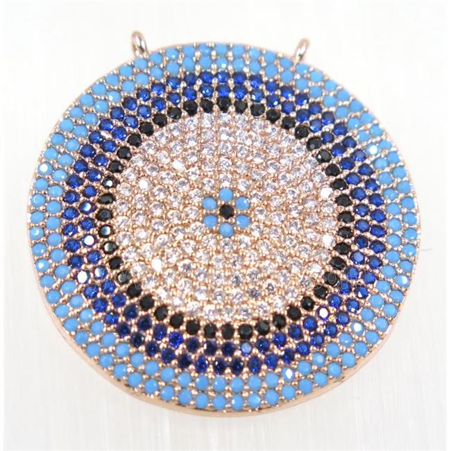 copper Circle pendant paved zircon with 2loops, rose gold