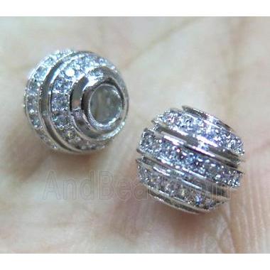 zircon, copper pendant, round, platinum plated