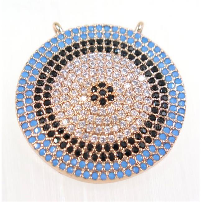 copper Circle pendant paved zircon with 2loops, rose gold