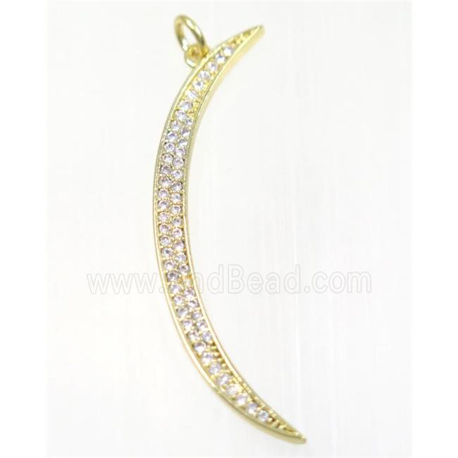 copper Moon pendant paved zircon, gold plated