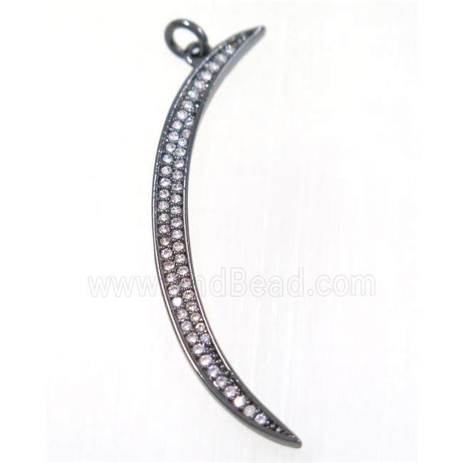 copper Moon pendant paved zircon, black plated
