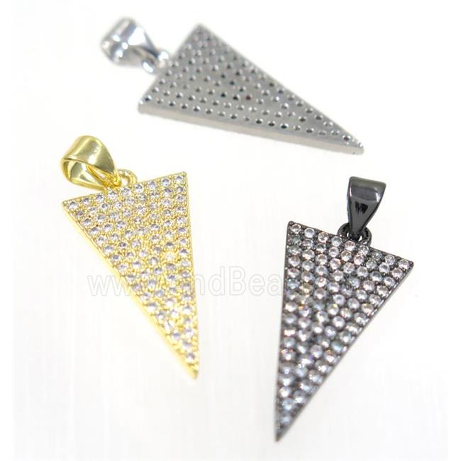 copper Triangle pendant paved zircon, mix color