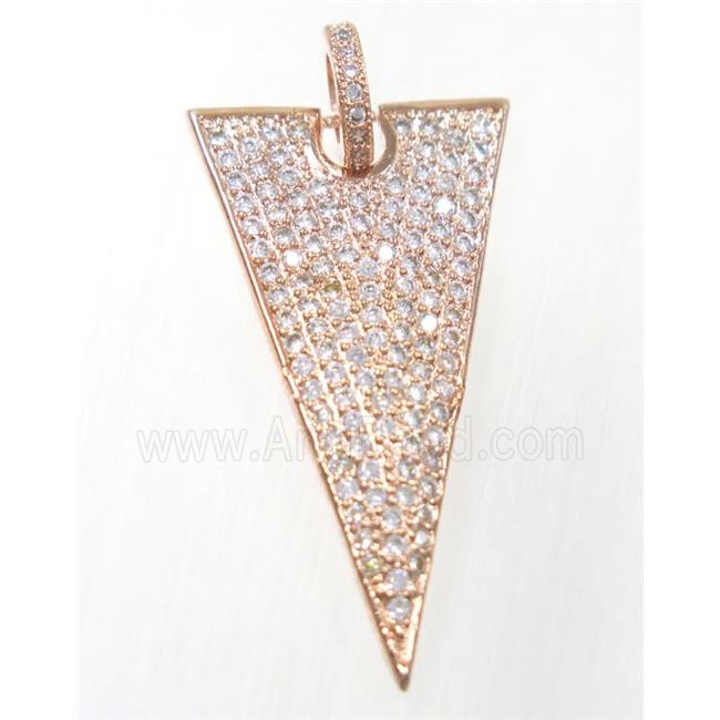 copper Triangle pendant paved zircon, rose gold