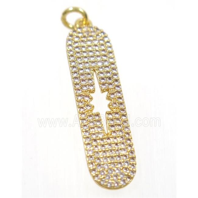 copper NorthStar pendant paved zircon, gold plated