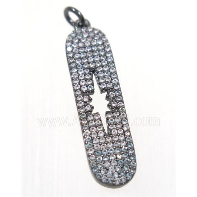 copper NorthStar pendant paved zircon, black plated