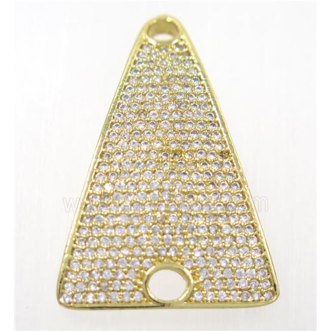 copper Tirangle pendant paved zircon, gold plated