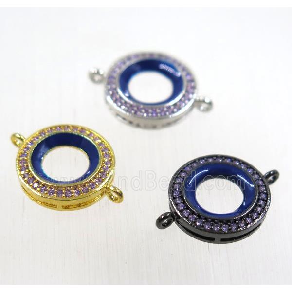 copper donut connector paved zircon, mix color