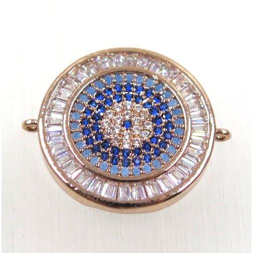 copper circle connector paved zircon, rose gold