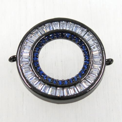 copper donut connector paved zircon, black plated