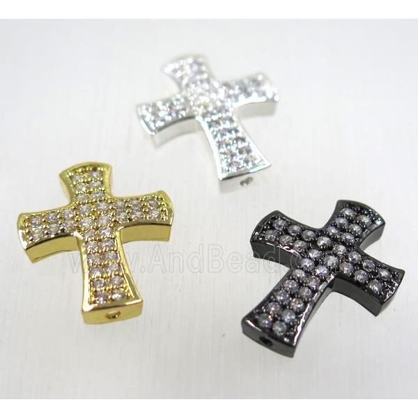 copper cross beads pave zircon, mix color