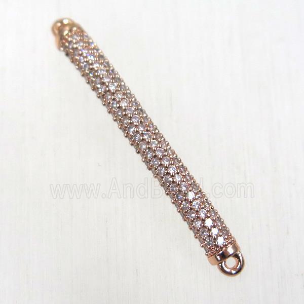 copper stick connector paved zircon, rose gold