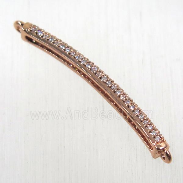 copper stick connector paved zircon, rose gold