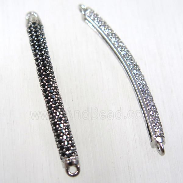 copper stick connector paved zircon, platinum plated