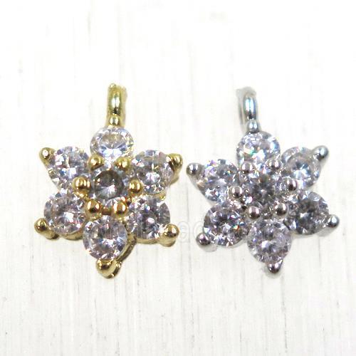 copper flower pendant paved zircon, mix color