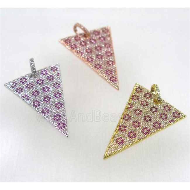 copper triangle pendant paved zircon, mix color