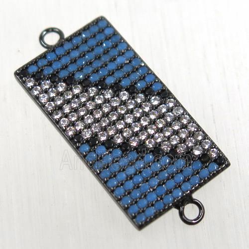copper rectangle connector paved zircon, black plated
