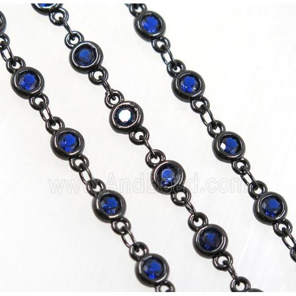 blue zircon, copper chain, black plated
