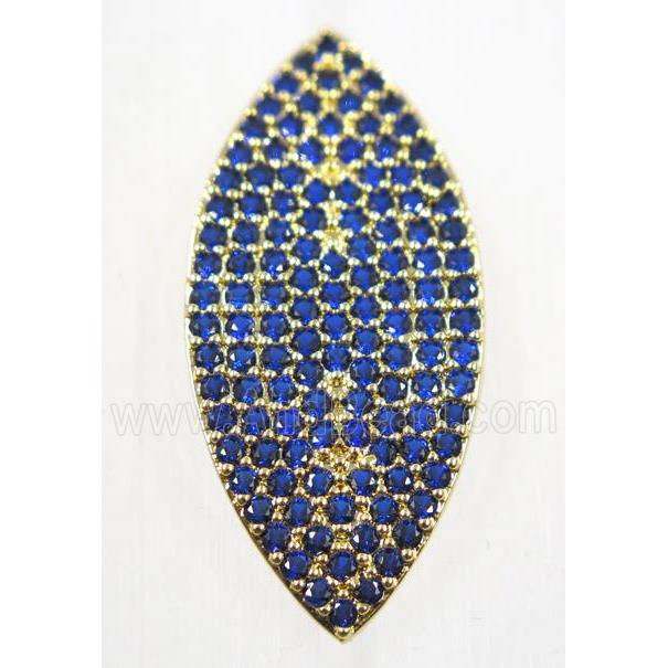 copper charm pave blue zircon, gold plated