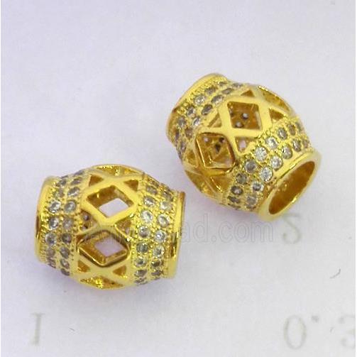 zircon, copper bead, gold plated