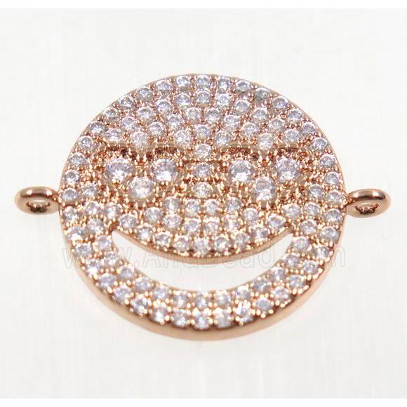 copper Emoji face connector pave zircon, rose gold