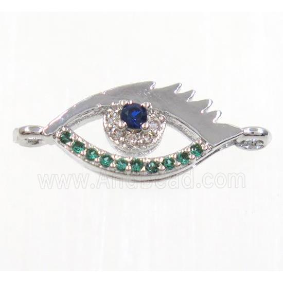copper eye connector pave zircon, platinum plated