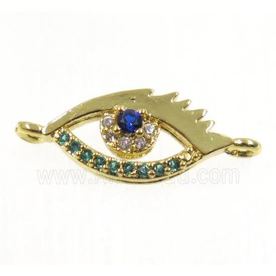 copper eye connector pave zircon, gold plated