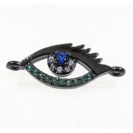 copper eye connector pave zircon, black plated