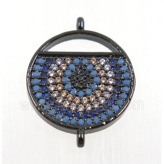 copper circle connector pave zircon, black plated