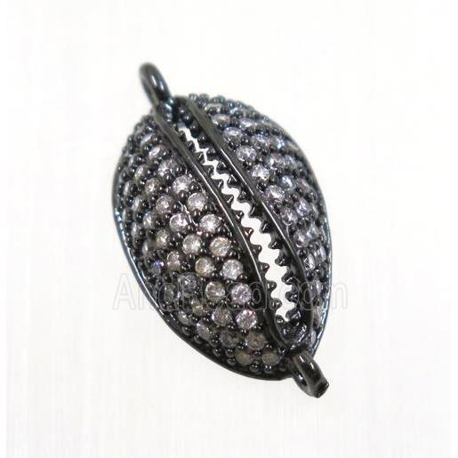 copper connector pave zircon, slide fastener, black plated