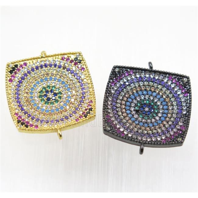 copper square connector pave zircon, mix color