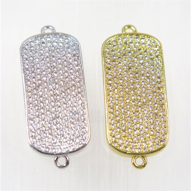 copper rectangle connector pave zircon, mix color
