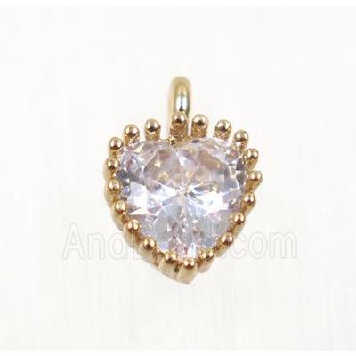 copper heart pendant pave zircon, rose gold