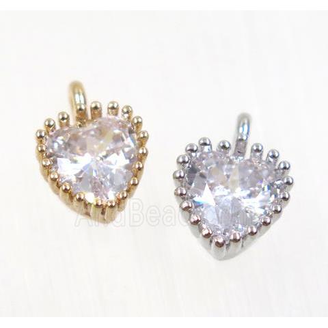 copper heart pendant pave zircon, mix color