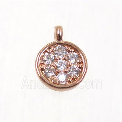 copper circle pendant pave zircon, rose gold