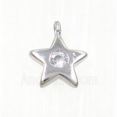 copper star pendant pave zircon, platinum plated