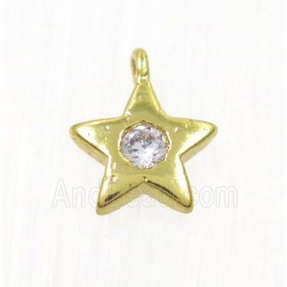 copper star pendant pave zircon, gold plated