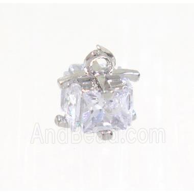 copper pendant pave zircon, platinum plated