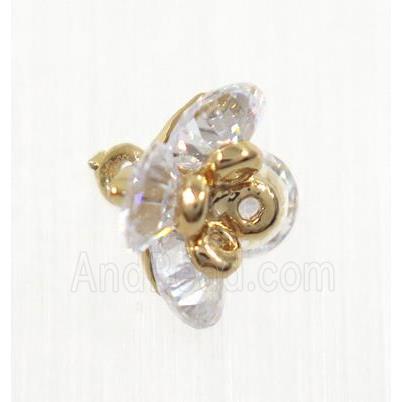 copper flower pendant pave zircon, rose gold