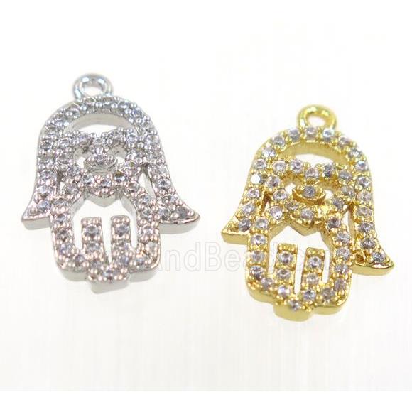 copper hamsahand pendant pave zircon, mix color