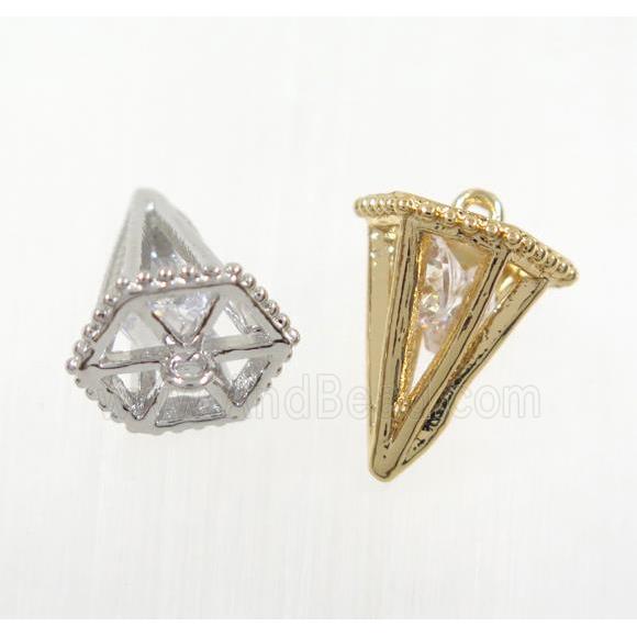 copper arrowhead pendant pave zircon, mix color