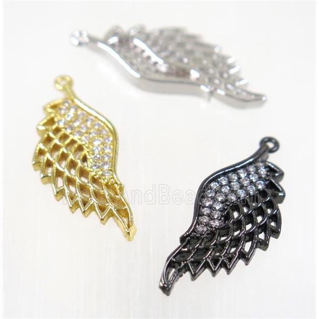 copper angel wing pendant pave zircon, mix color