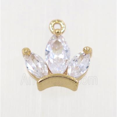 copper crown pendant pave zircon, rose gold