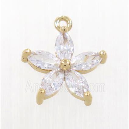 copper flower pendant pave zircon, rose gold