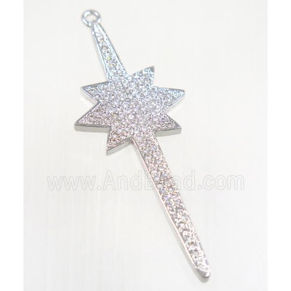 copper northStar pendant pave zircon, platinum plated