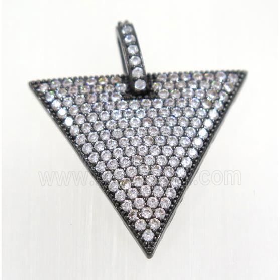 copper triangle pendant pave zircon, black plated